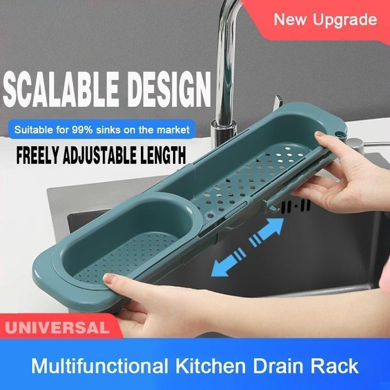 Telescopic Sink Rack Holder Storage Drain Basket Home for Kitchen Gadgets Accessories Device Sets Supplies Convenience Tools