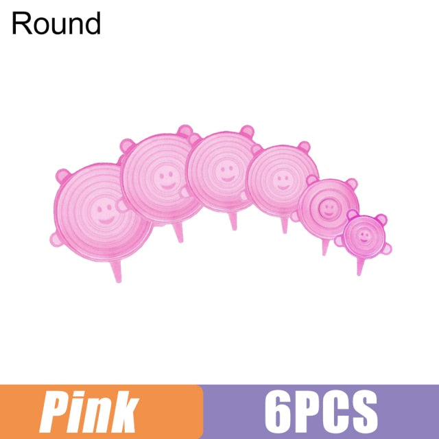 3/6/12 Pcs Food Silicone Cover Cap Universal Silicone Lids for Cookware Bowl Microwave Reusable Stretch Lids Food Wrap
