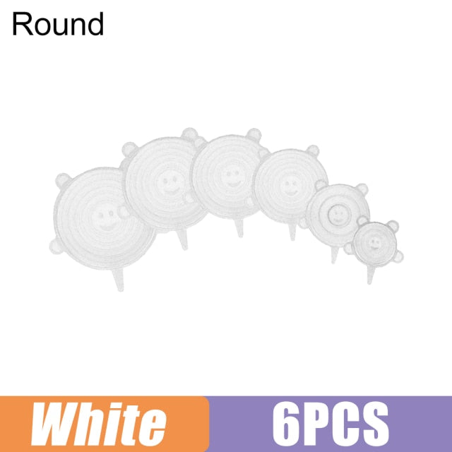 3/6/12 Pcs Food Silicone Cover Cap Universal Silicone Lids for Cookware Bowl Microwave Reusable Stretch Lids Food Wrap
