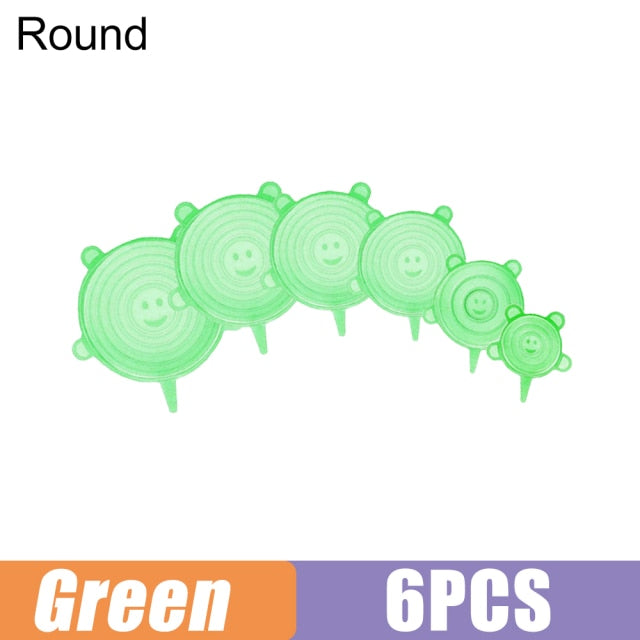 3/6/12 Pcs Food Silicone Cover Cap Universal Silicone Lids for Cookware Bowl Microwave Reusable Stretch Lids Food Wrap