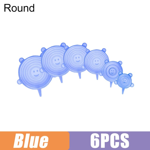3/6/12 Pcs Food Silicone Cover Cap Universal Silicone Lids for Cookware Bowl Microwave Reusable Stretch Lids Food Wrap