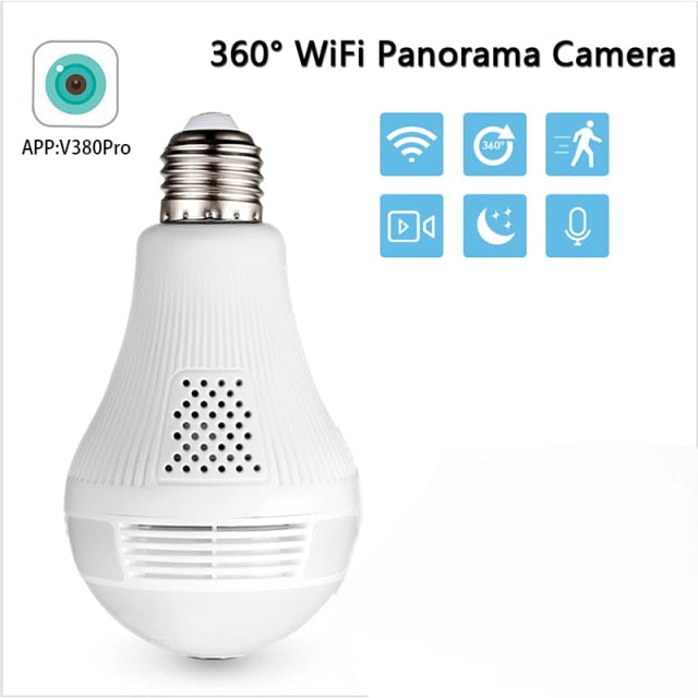 LED Bulb Camera 1080P  HD Wireless Panoramic Home Security WiFi CCTV Fisheye Lamp IP Camera 360 Degree Home Security