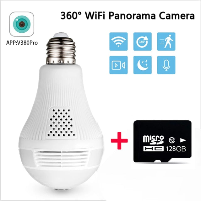 LED Bulb Camera 1080P  HD Wireless Panoramic Home Security WiFi CCTV Fisheye Lamp IP Camera 360 Degree Home Security