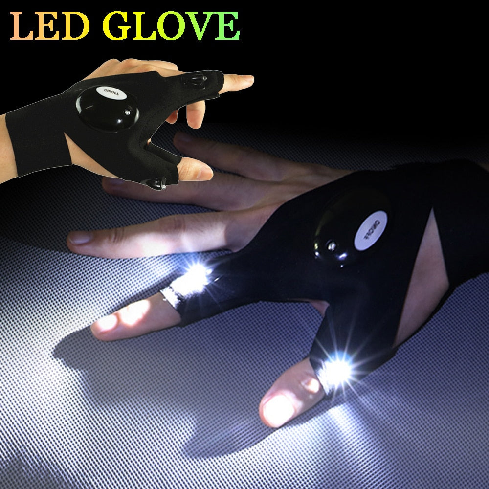 Led glove Night Light Waterproof Fishing Gloves Flashlight Hunting Rescue Tool Outdoor Gear Cycling Practical Durable Fingerless