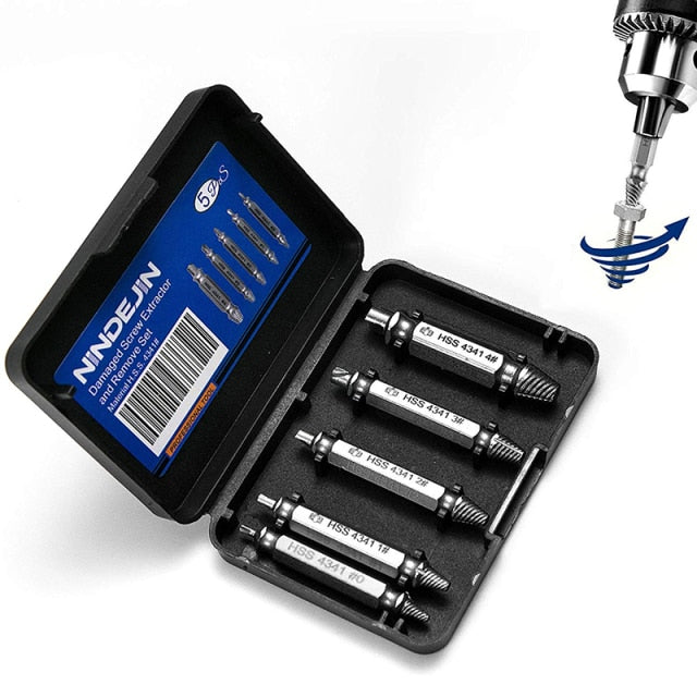 NINDEJIN 4/5/6pcs Damaged Screw Extractor Drill Bit Extractor Drill Set Broken Speed Out Bolt Extractor Bolt Stud Remover Tool