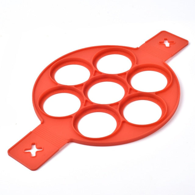 Silicone Non Stick Fantastic Seven Holes Egg Pancake Maker Ring Kitchen Baking Omelet Moulds Flip Cooker Egg Ring Egg Mold Hot