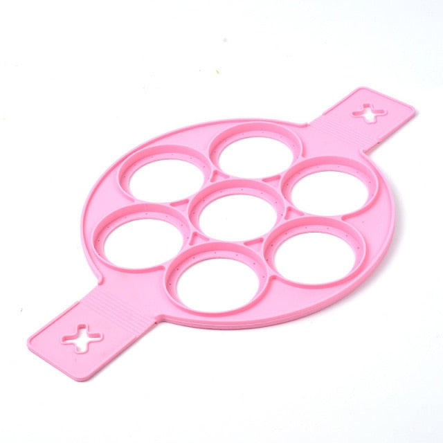 Silicone Non Stick Fantastic Seven Holes Egg Pancake Maker Ring Kitchen Baking Omelet Moulds Flip Cooker Egg Ring Egg Mold Hot