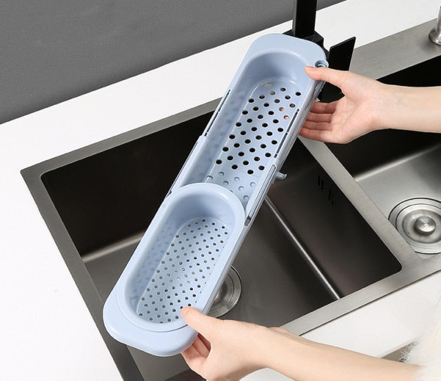 Telescopic Sink Rack Holder Storage Drain Basket Home for Kitchen Gadgets Accessories Device Sets Supplies Convenience Tools